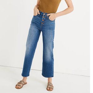 Madewell Slim Wide Leg Crop Jeans in Olympia Wash, Button Front, Size 28